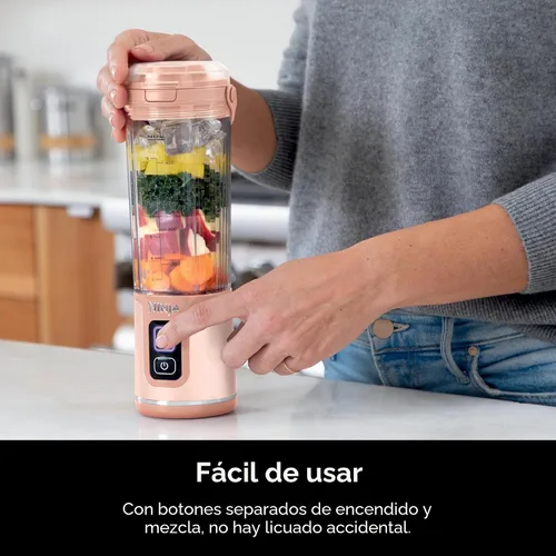 Vista 4 de Ninja Blast Two-Pack Portable Blender, 18oz, Peach & Stone, BC155PS Dos licuadoras portátiles Ninja Blast inalámbricas. USB-C recargable, BlastBlade