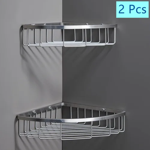 Vista 2 de Organizador esquinero para ducha, SUS304 de acero inoxidable resistente a la oxidación, estante de almacenamiento montado en la pared para baño