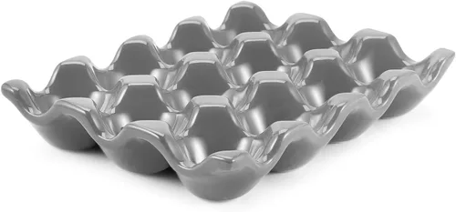 Vista 14 de Flexzion Bandeja de Cerámica para 12 Huevos - Portahuevos de Porcelana para Docena Completa Contenedor Organizador de Almacenamiento Soporte