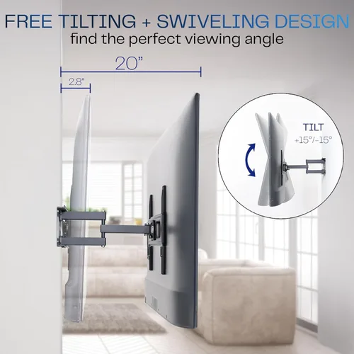 Vista 4 de VIVO Soporte de pared para TV de movimiento completo para exteriores para pantallas de 37 a 80 pulgadas, soporte articulado con capacidad para hasta