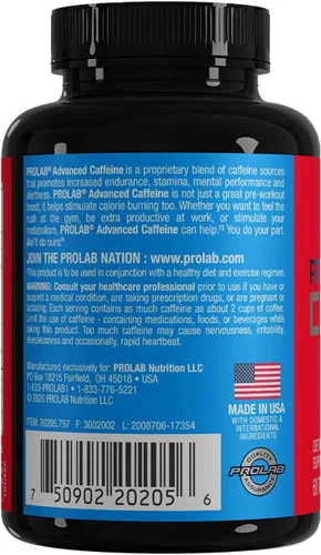 Vista 5 de ProLab Cafeína 200 mg, extracto de té verde, energía y enfoque (60 unidades, paquete de 1)