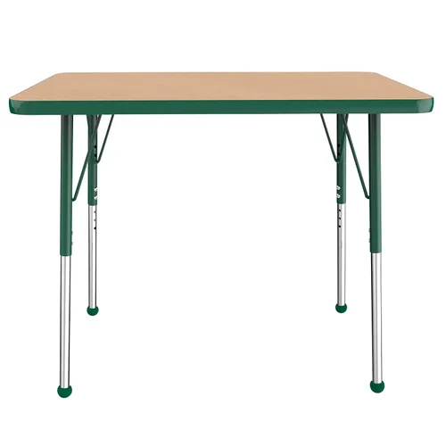 Vista 113 de FDP - Mesa rectangular para actividades escolares y de oficina (24 x 36 pulgadas), patas estándar con deslizadores giratorios, altura ajustable