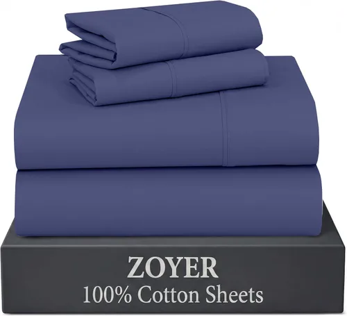 Vista 25 de ZOYER Sábanas de 100 % algodón percal tamaño individual, refrescantes y transpirables, duraderas, con una sensación nítida, suave y cómoda, bolsillo