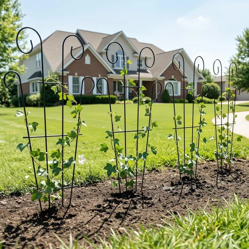 Vista 9 de Thealyn Paquete de 4 enrejados de plantas de 23 pulgadas para plantas en maceta, enrejado de jardín de metal para plantas trepadoras, soporte