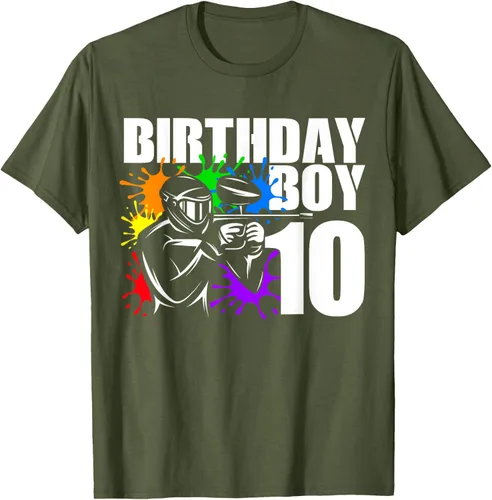 Vista 28 de Camiseta de 10 años de antigüedad, fiesta de cumpleaños para niños, Negro, S