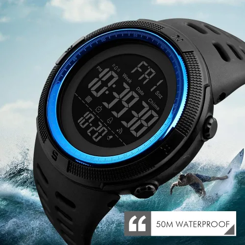 Vista 4 de Tonnier - Reloj deportivo para hombre, multifuncional, digital, pantalla LED, militar, doble hora, luz trasera, cronómetro e impermeable con correa