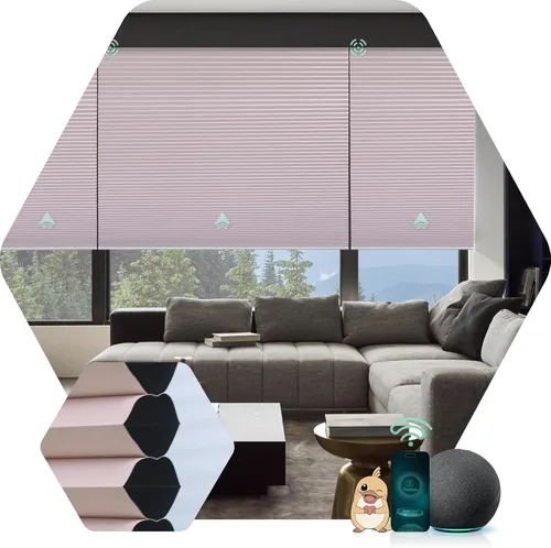 Vista 15 de Yoolax Persianas Celulares Motorizadas Compatibles con Alexa, Persianas Motorizadas Blackout Inteligentes de Panal para Ventanas, Persianas