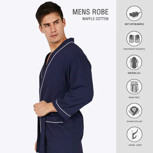 Vista 5 de YIMANIE - Bata de baño de algodón para hombre