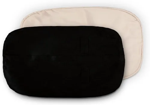Vista 16 de Lumaland Funda exterior de microgamuza de lujo para puffs, lavable a máquina, funda para puf de 3 pies con incrustaciones en funda negra e