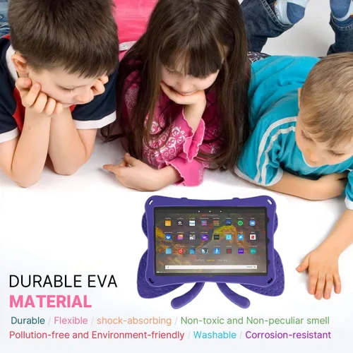 Vista 65 de FW Fire 7 - Funda para tablet para niños, Amazon Fire 7 2022, funda de mariposa con luz de atril, EVA, protección contra caídas, resistente, a