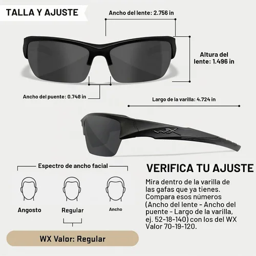 Vista 2 de Wiley X WX Valor Tactical Sunglasses, Safety Glasses UV Eye Protection