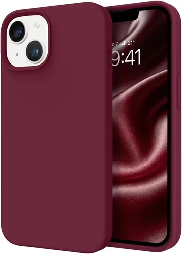 Vista 13 de DOMAVER - Funda para iPhone 14 de 6.1 pulgadas, silicona líquida lisa Blanco antiguo