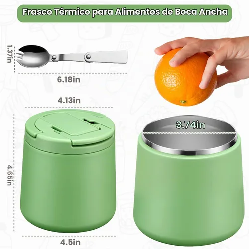 Vista 6 de Tarro de comida aislado al vacío de 20 onzas con tapa de hebilla, termo de sopa para niños de comida caliente, boca ancha, a prueba de fugas