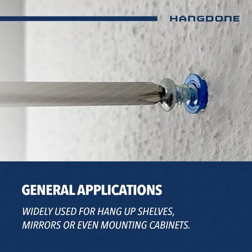 Vista 5 de Anclajes de pared acanalados #10-#12 de 1-1/4 pulgadas con tornillos, paquete de 100, azul, anclaje de plástico para paneles de yeso/hormigón