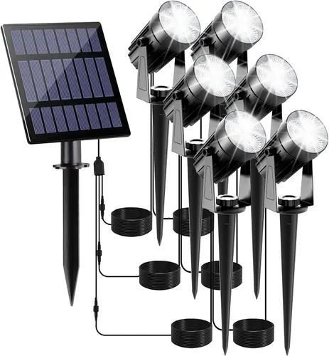 Vista 19 de Luces solares para exterior, focos de paisaje IP65 impermeables con cable de 3m, luces de pared para exterior con encendido y apagado automático