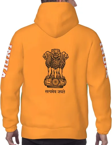 Vista 5 de YiiLi India Flag Indian Bharat Patriotic Men Hoodies Sweatshirt Drawstring Pullover Outerwear Pride Hood