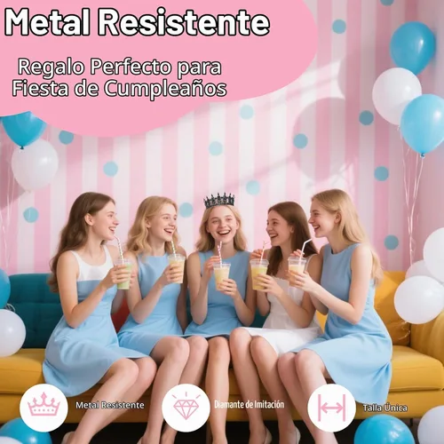 Vista 3 de Corona para mujer, tiara de corona de reina para fiestas navideñas, aleación