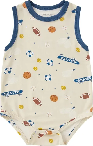 Vista 129 de pureborn Mameluco de algodón súper suave para bebés niños y niñas de 0 a 24 meses