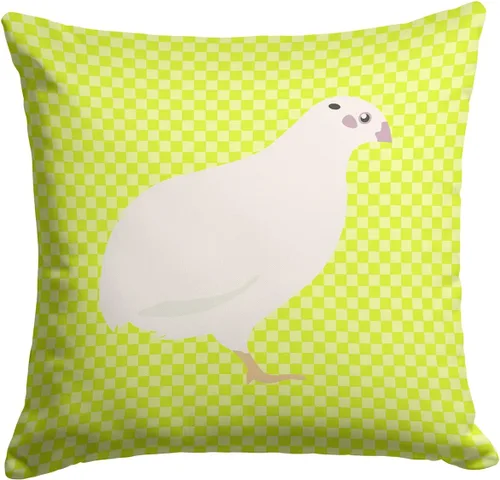 Vista 485 de Caroline's Treasures BB8163PW1414 Beltsville - Almohada decorativa de tela a cuadros pequeños, color blanco, pavo y gallina azul, lavable a máquina