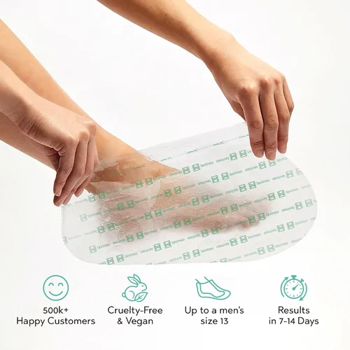 Vista 7 de Máscara exfoliante para pies Lavinso para pies secos y agrietados – Paquete de 2 mascarillas exfoliantes que eliminan la piel muerta y callos
