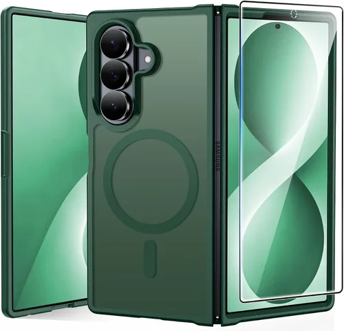 Vista 75 de FNTCASE para Samsung Galaxy Z Fold 7 Estuche Magnético: Funda de Teléfono Celular con Textura Mate Translúcida, Protección contra Caídas de Grado