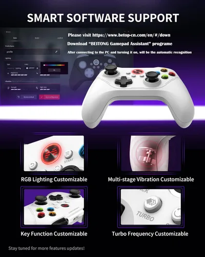 Vista 7 de BEITONG Asura 2 Pro Game Wireless Controller - Hall Effect Trigger, ALPS Joystick, Gaming Gamepad for PCSteamAndroid TVTesla, Programmable M Buttons