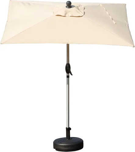 Vista 21 de Domi - Sombrilla rectangular de 6 x 4 pies para patio, sombrilla de mesa para exteriores con 8 varillas resistentes e inclinación, sombrilla de Beige