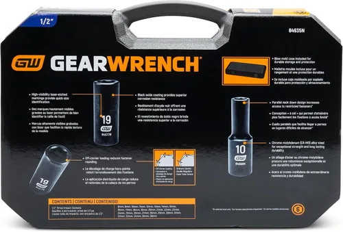 Vista 8 de GEARWRENCH - Juego de llaves de vaso de impacto estándar, color negro