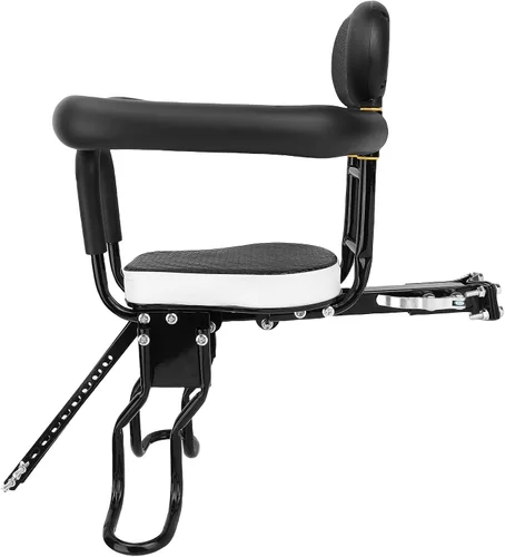 Vista 5 de Child Bike Seat with Adjustable Footrest, Thickened Sponge Seat, Detachable Guardrail, Steel Frame Front Mounted for 80KG Capacity Children