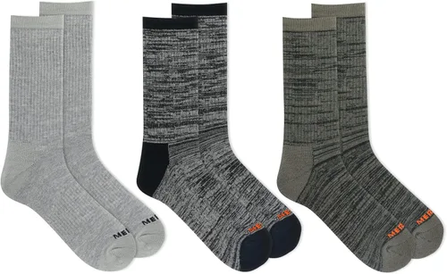 Vista 2 de Merrell Unisex-adults Mens and Womens Lightweight Wool Hiking Crew Socks - Unisex 3 Pair Pack - Arch Support Band