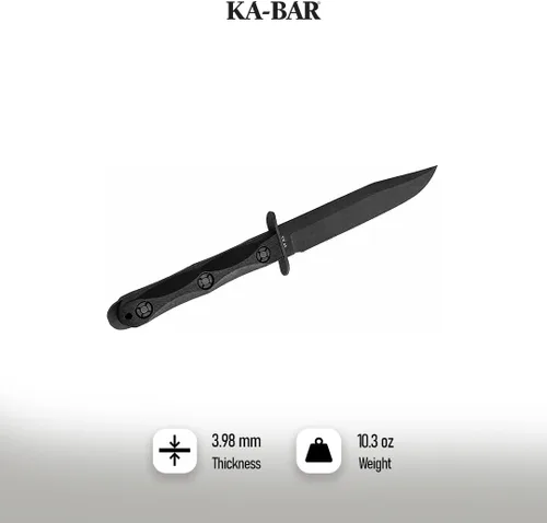 Vista 3 de KA-BAR JOHN EK BOWIE EK45 MODELO 5 CUCHILLO COMANDO DE LUCHA Negro, Grande
