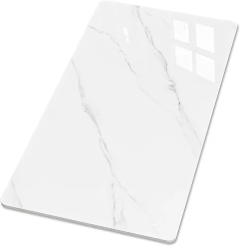 Vista 27 de Square Table Top, 19.6” White Sintered Stone Tabletop, DIY Replacement & Cover Marble Desktop, Scratch & Wear Resistant, Suitable for Indoor &