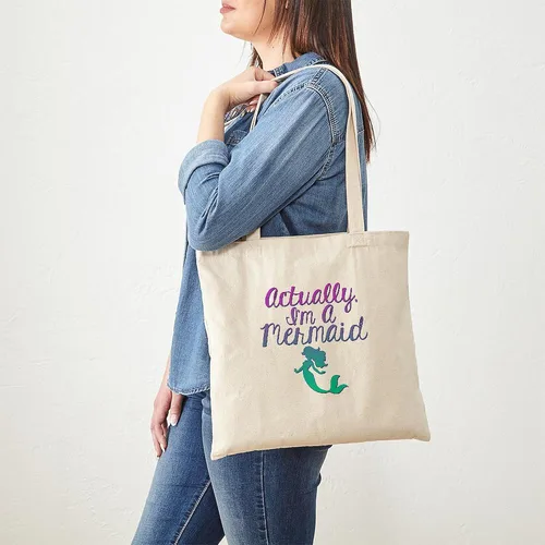Vista 2 de CafePress Bolsa de lona natural vintage, reutilizable, de sirena, En realidad, soy una sirena., S