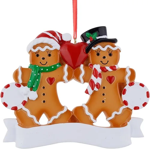 Vista 9 de 2025 Adorno de Navidad Familiar - Adorno Personalizado de Familia de 3 de Jengibre - Adornos de Navidad de Pareja Horneando Galletas - Adornos 2025