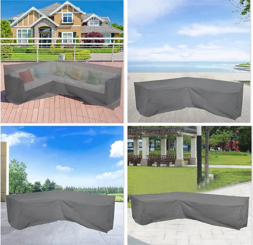 Vista 7 de Fundas de sofá impermeables 420D para muebles de patio, jardín, sofá seccional, resistente a la intemperie, resistente, protector en forma de L