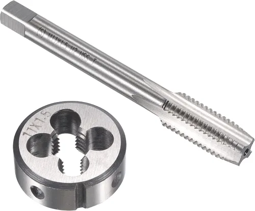 Vista 8 de uxcell M11 x 0.030 in Juego de llaves métricas y troqueles, rosca de máquina con troquel de roscado redondo, kit de grifo y troquelado