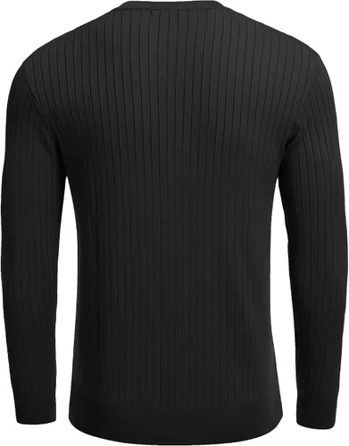 Vista 21 de COOFANDY Suéter de punto Henley para hombre, manga larga, con botones, ligero, para otoño, ajustado, acanalado
