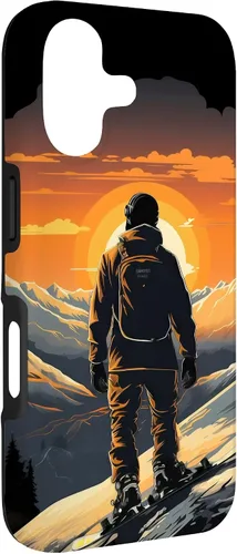 Vista 3 de Snowboarding Snowboard Snowboarder Mountain Sunset Case for iPhone 17