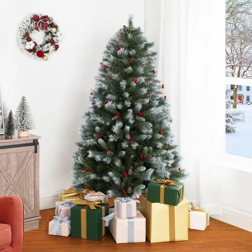 Vista 21 de Naomi Home - Árbol de Navidad realista preiluminado de 6.5 pies, 400 luces Con bisagras