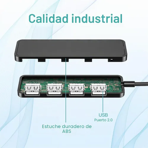 Vista 5 de Concentrador USB, divisor USB, adaptador USB de 4 puertos, extensor para laptop, PC, MacBook, Mac Pro, Mac mini, iMac, Surface Pro y más