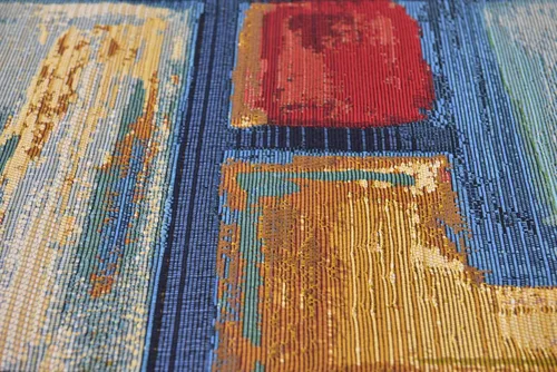 Vista 8 de Unique Loom - Alfombra colección de círculos abstractos, de transición para interiores y exteriores, beige, Polipropileno, rojo (Multi/red)