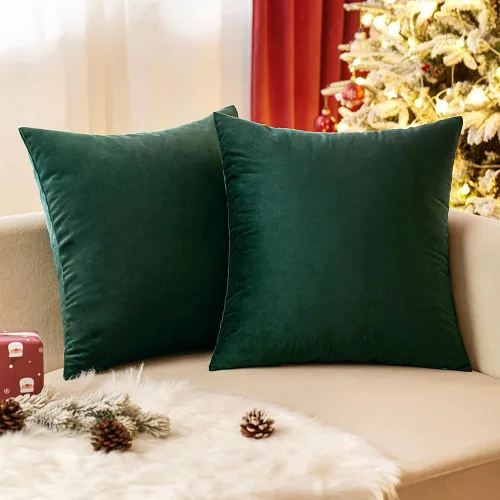 Vista 10 de EMEMA - Paquete de 2 fundas de almohada de terciopelo decorativas, fundas de cojín cuadradas suaves y sólidas para sofá, dormitorio, silla, Verde