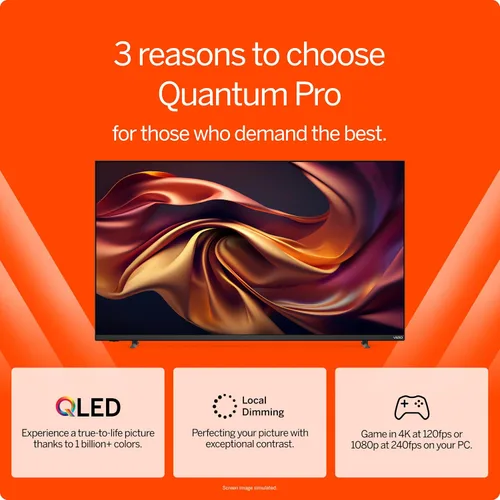 Vista 4 de VIZIO Smart TV Quantum Pro 4K 120Hz QLED HDR10+ de 50 pulgadas con Dolby Vision, Active Full Array, 240Hz @ 1080p PC Gaming, WiFi 6E, Apple AirPlay
