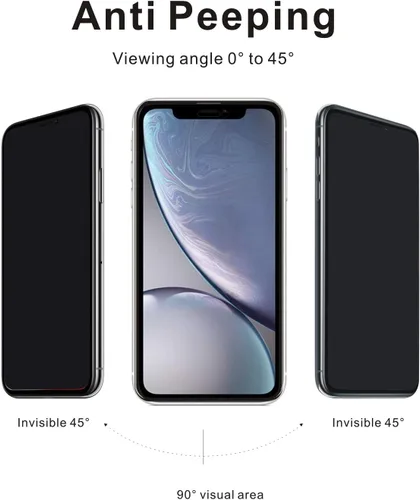 Vista 2 de Protector de pantalla de privacidad de vidrio templado para teléfono celular (negro, paquete de 2), compatible con iPhone 11/XR de 6.1 pulgadas