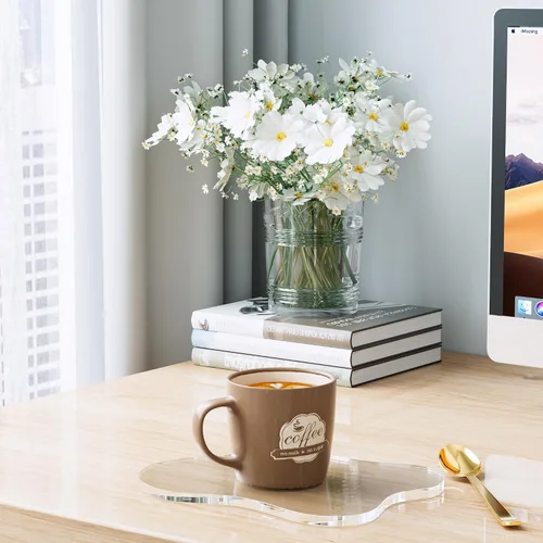 Vista 2 de Posavasos Decorativos de Acrílico, Posavasos Irregulares para Bar y Bebidas, Posavasos para Taza de Café con Forma de Nube Transparente, Perfecto