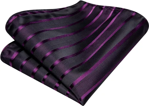 Vista 165 de Hi-Tie Corbatas de seda para hombre, diseño de cachemira a rayas, con bolsillo, gemelos cuadrados, conjunto formal de negocios