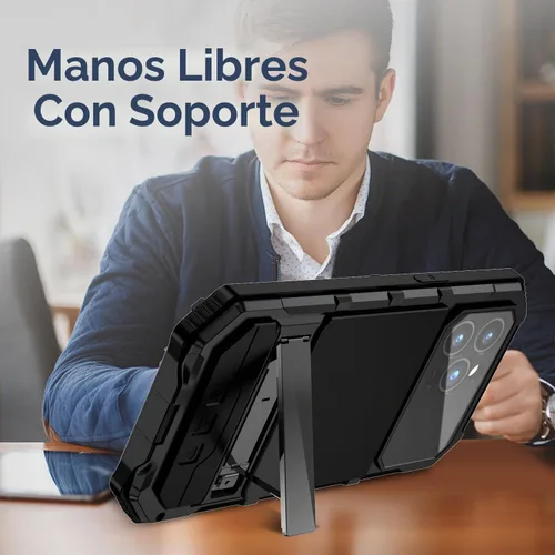 Vista 4 de Lunivop Compatible con iPhone 15 Pro Max Funda Protección Resistente a Prueba de Polvo Protector de Pantalla Integrado Soporte Resistente 360 Cuerpo