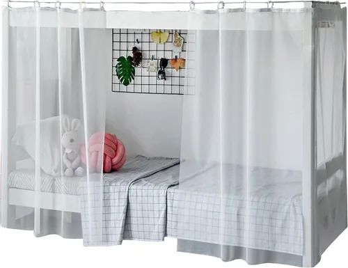Vista 28 de Cortinas de gasa bonitas genéricas para litera con dosel de cama con encaje, 2 paneles, aguacate