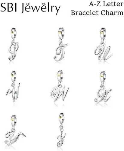 Vista 7 de Dije de nombre con letra inicial de la A a la Z para pulseras, collar para mujer, joyería de regalo para el alfabeto inglés, familia, colgante