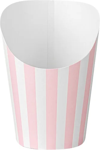 Vista 27 de Restaurantware Bio Tek - Recipientes de papas fritas de 12 onzas, 100 tazas desechables de charcutería, diseño inclinado, redondo, a rayas, de Azul